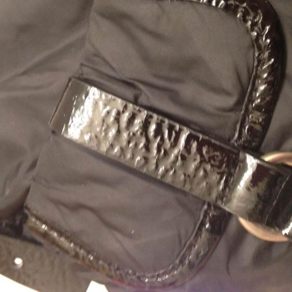 COLE HAAN nylon patent leather hobo shoulder bag